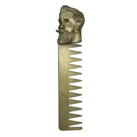 Peigne à Barbe <br> Longue Acier Doré - Barbe de Papa