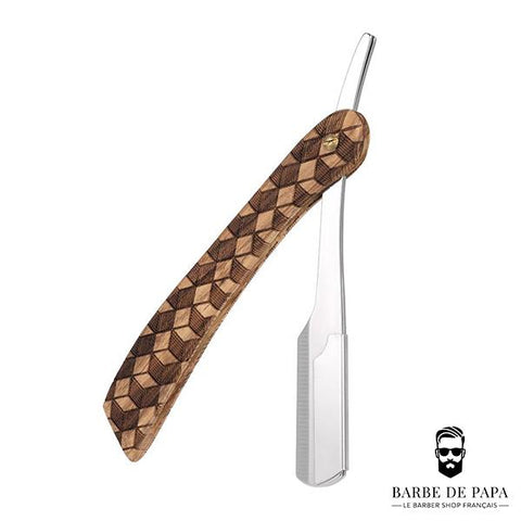 Rasoir shavette <br/> Bois écaillé - Barbe de Papa