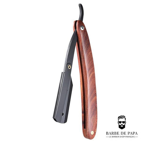 Rasoir shavette <br/> Bois et Inox Noir - Barbe de Papa