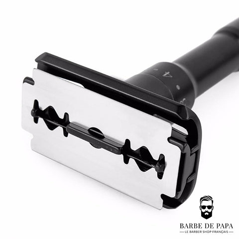Rasoir de sûreté <br/> Acier Noir - Barbe de Papa